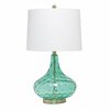 Lalia Home 24in Classix Dimpled Colored Glass Table Lamp with White Linen Shade, Seafoam Green LHT-3016-SF